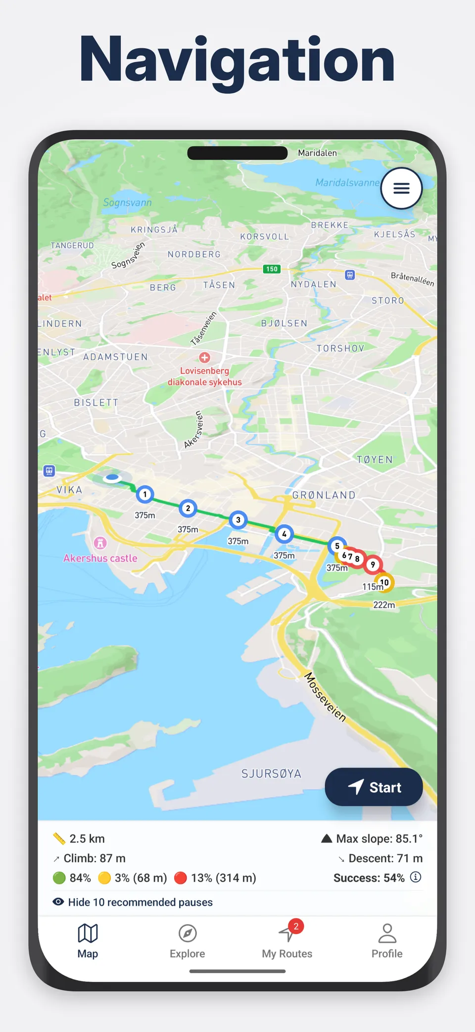 Live navigation with FAB menu
