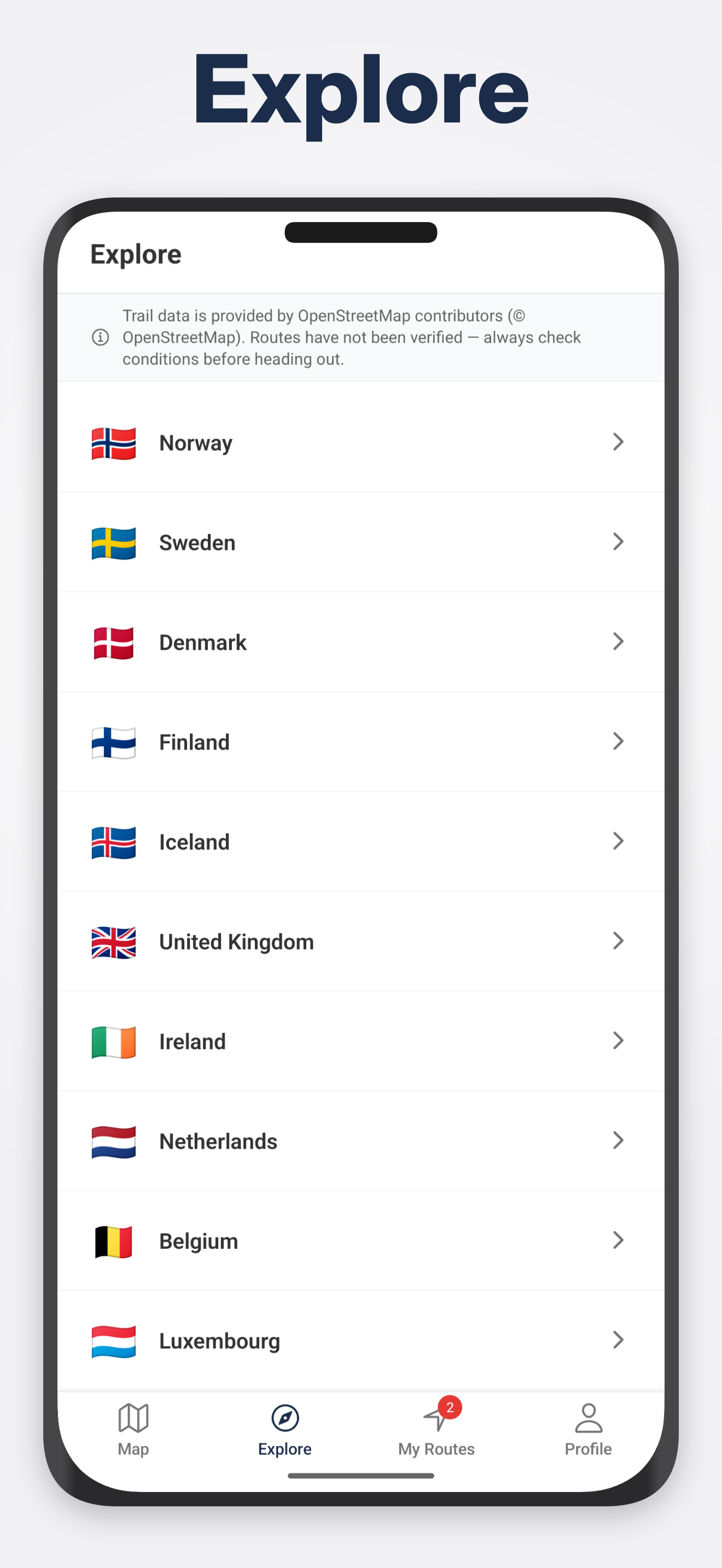 Route overlay with slope colours