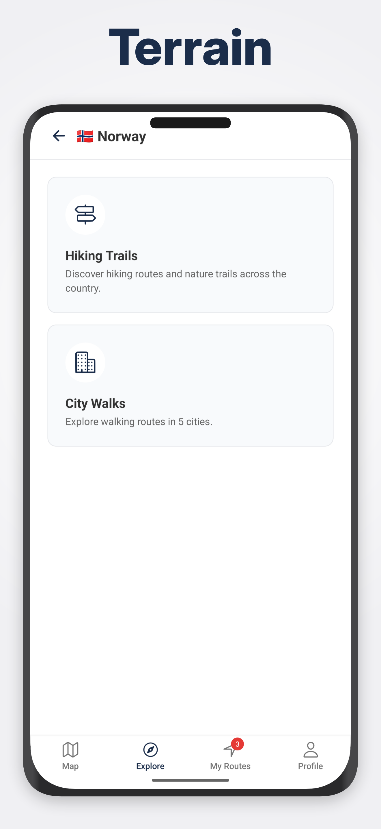 Route in city terrain view