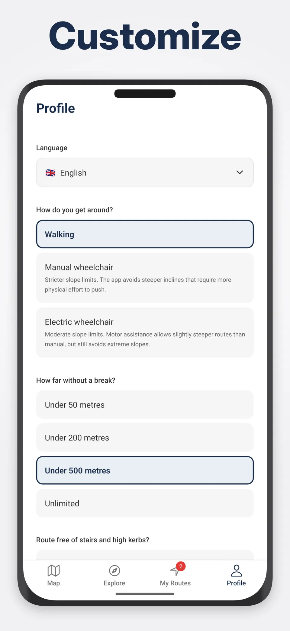 Advanced slope threshold settings